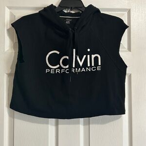 Calvin Klein Black Sleeveless Cropped Hooded Tank